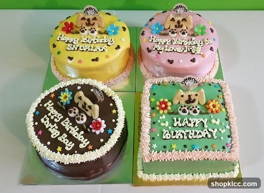 Custom Dog-Themed Birthday Cakes Display