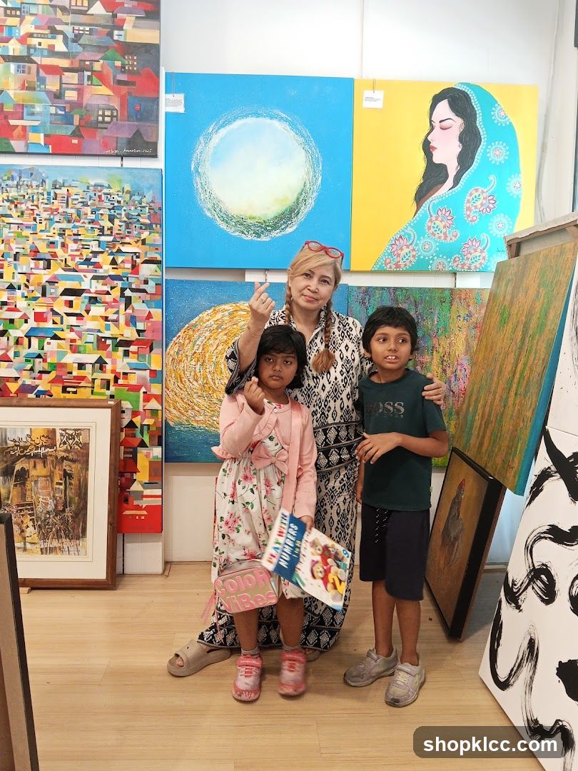 Art Gallery Interior with Family