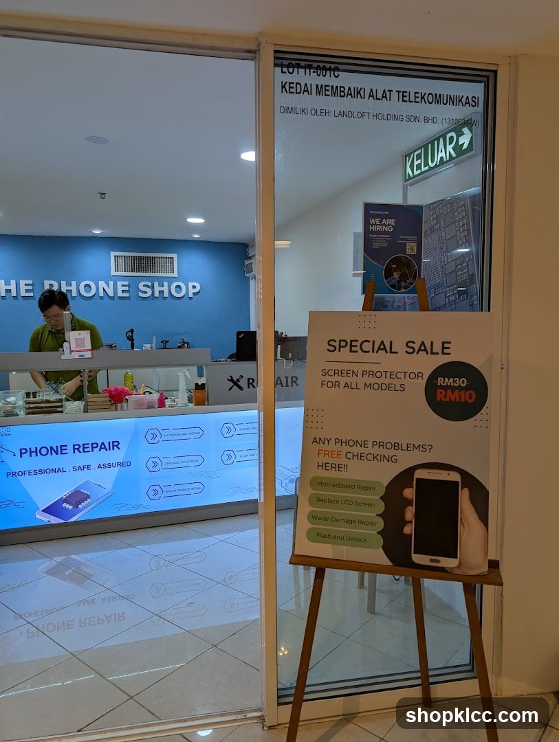 Phone Repair Shop Interior and Signage