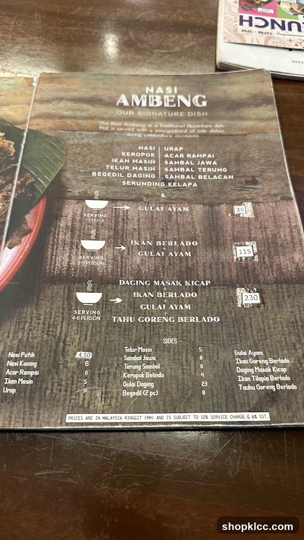 Nasi Ambeng Menu