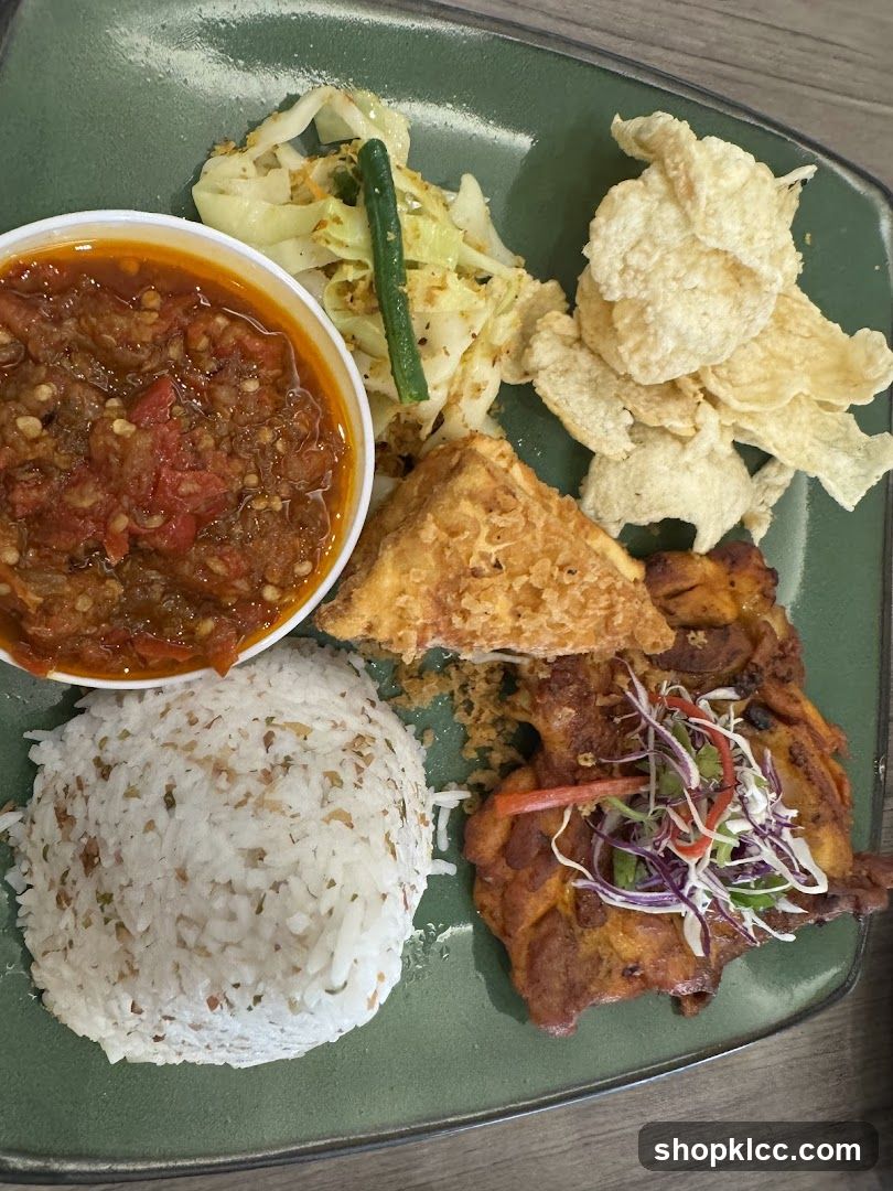 Plate of Indonesian-style food