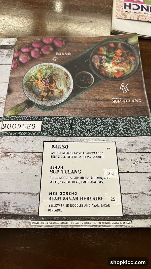 Noodles Menu Page