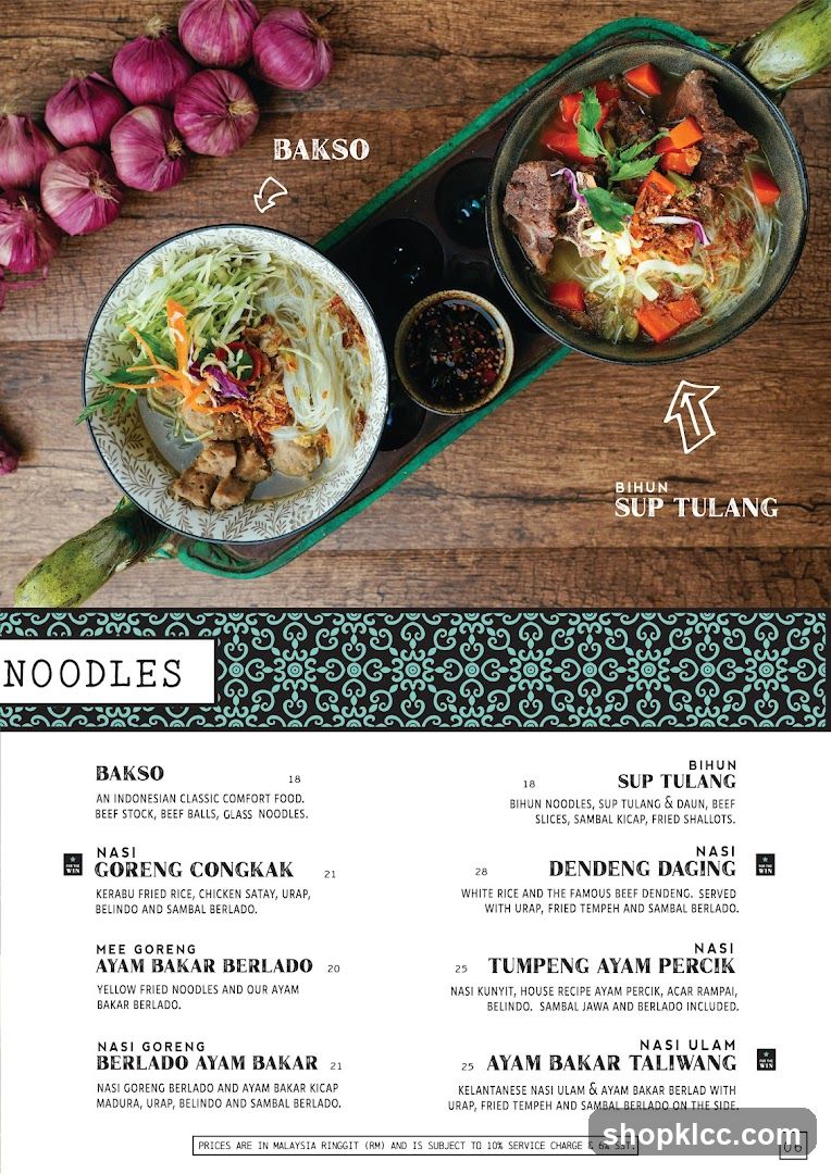 Noodles Menu Page