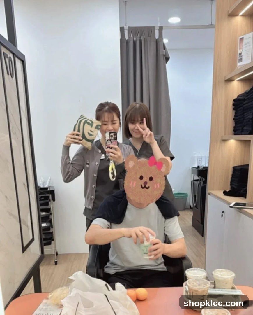 Beauty Salon Interior with Staff and Customer