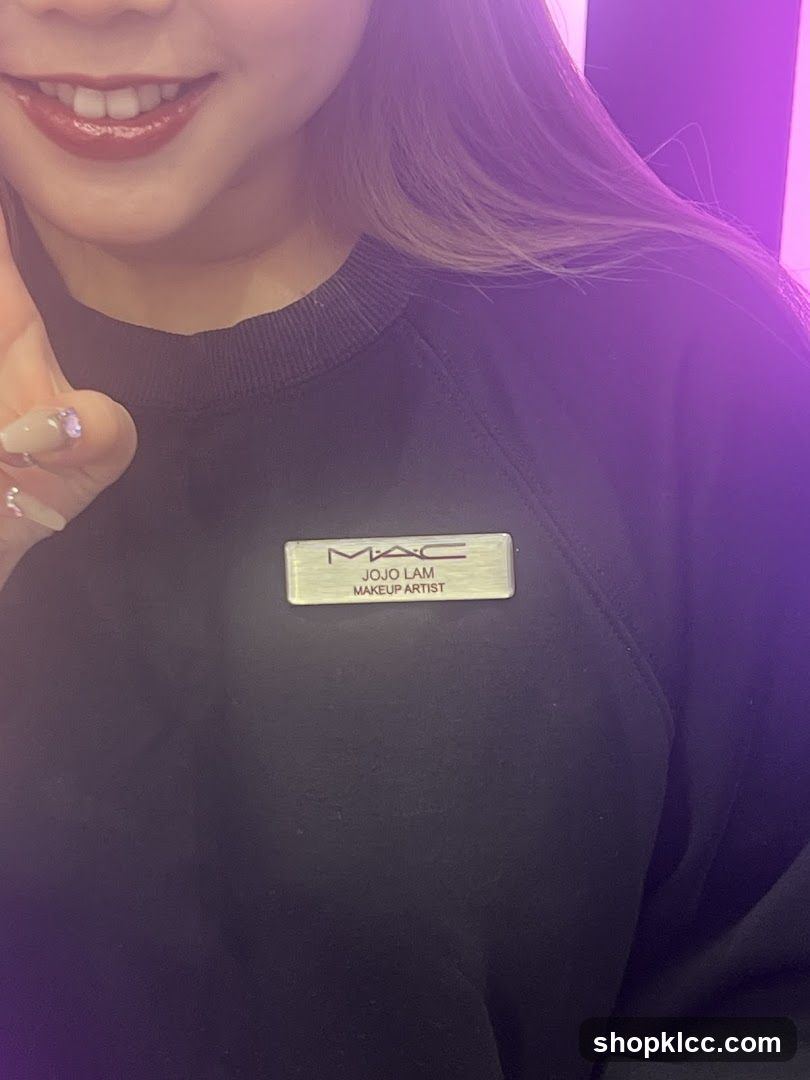 Makeup Artist Selfie with Name Tag