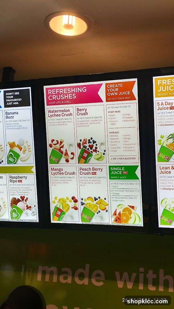 Refreshing Crushes Menu Board