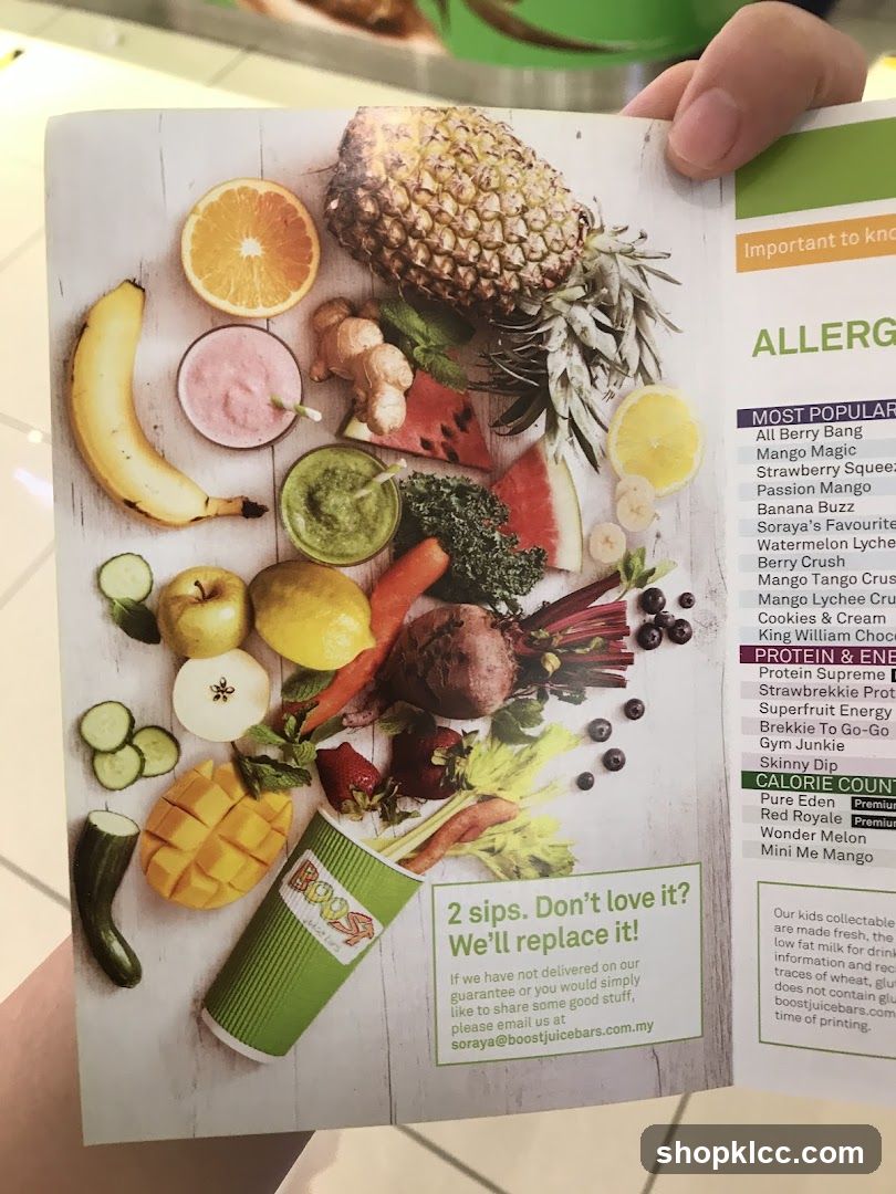 Boost Juice Menu Flyer