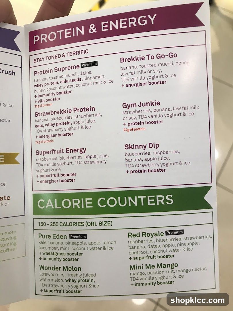 Protein & Energy Menu Page