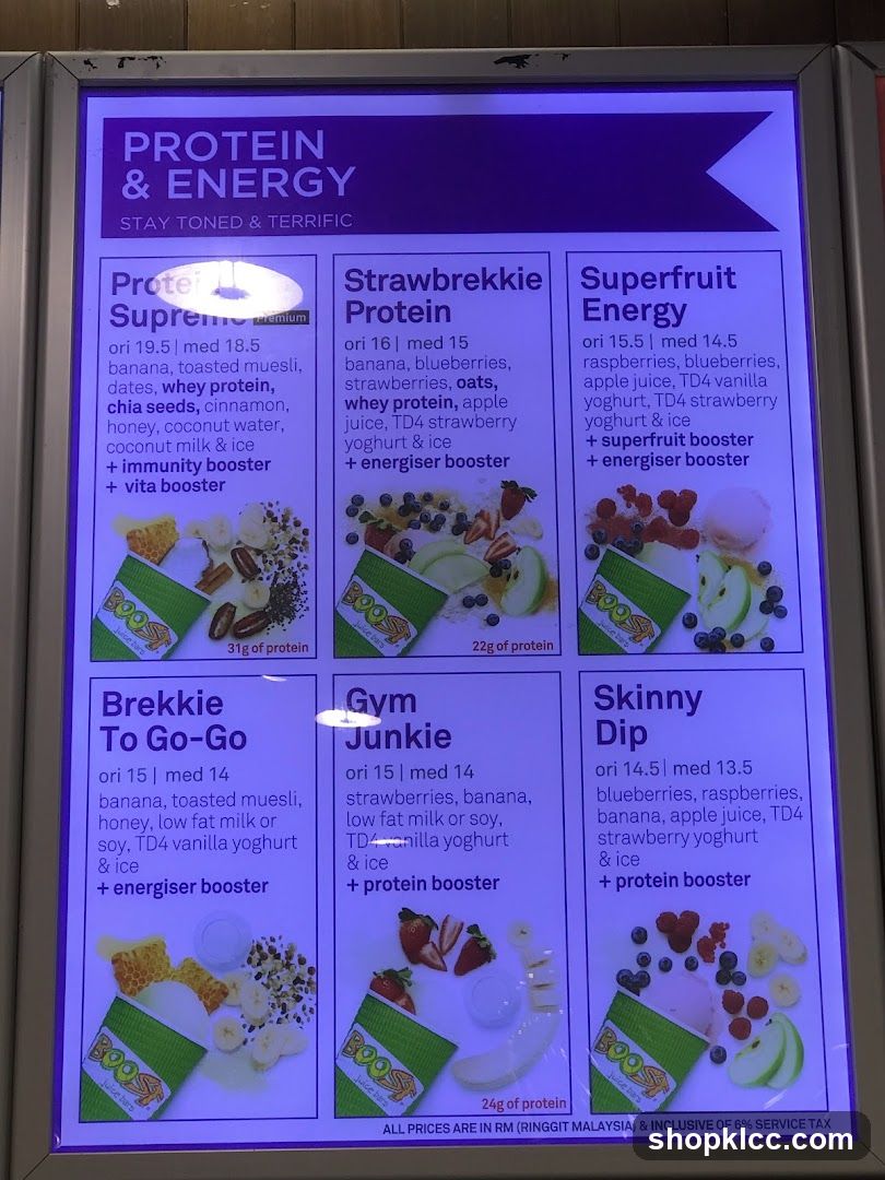 Protein & Energy Menu Board