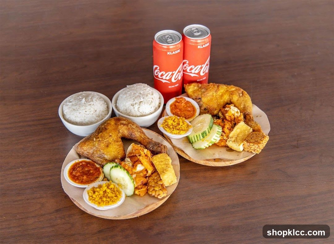Fried Chicken Meal with Rice and Drinks