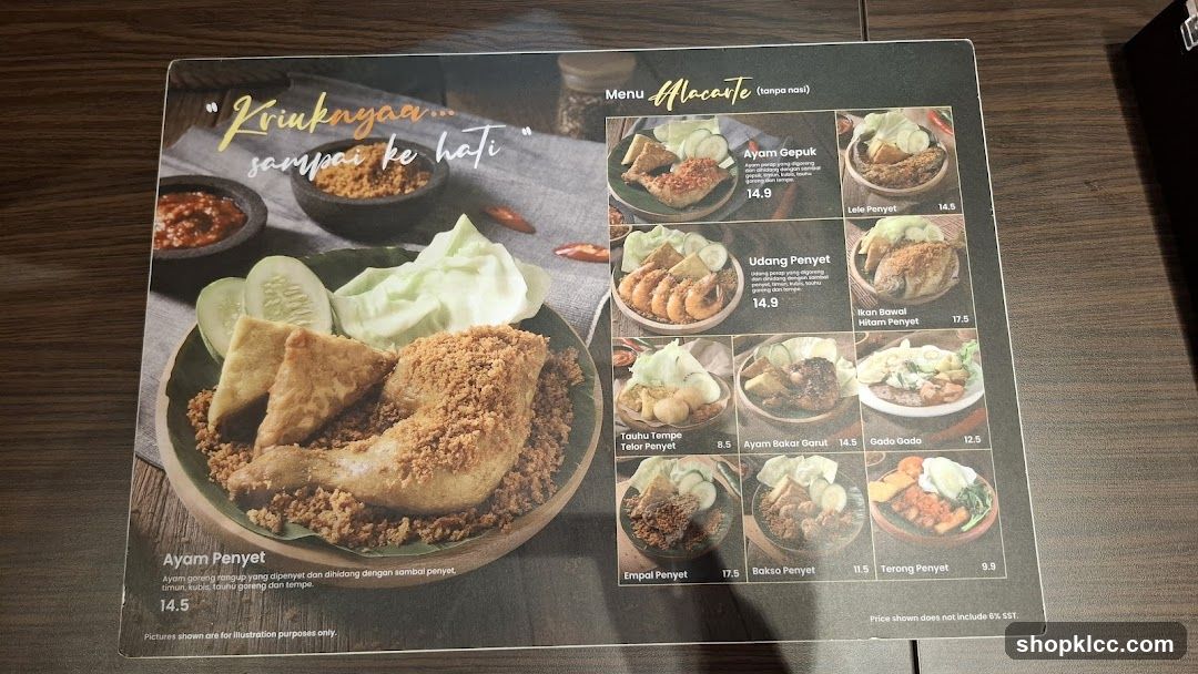 Menu Alacarte (tanpa nasi)