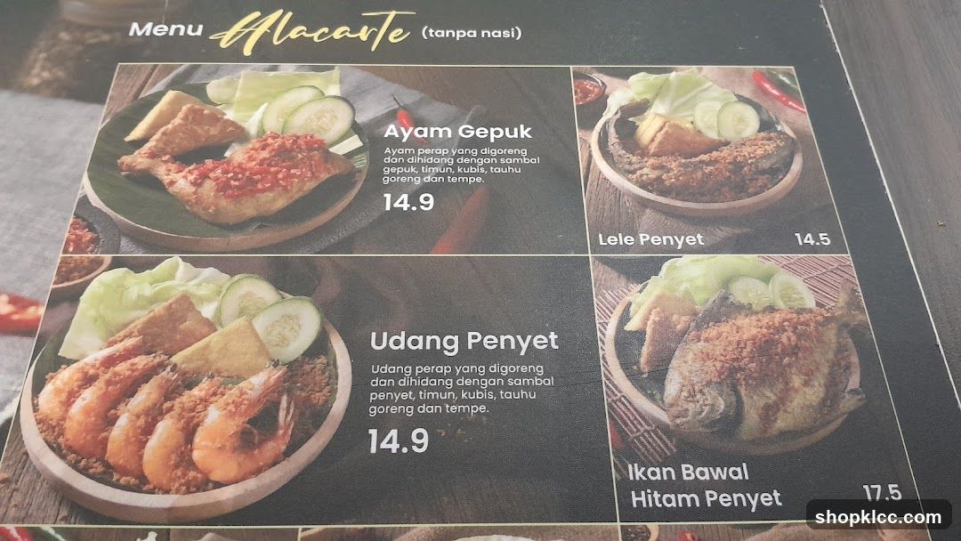 Menu Alacarte (tanpa nasi)