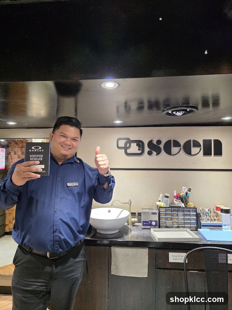 Employee with Oakley Certified Reseller Certificate