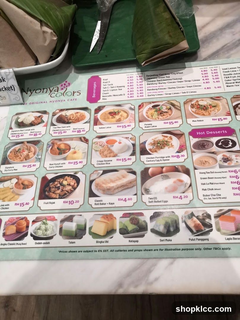 Nyonya Colors Menu