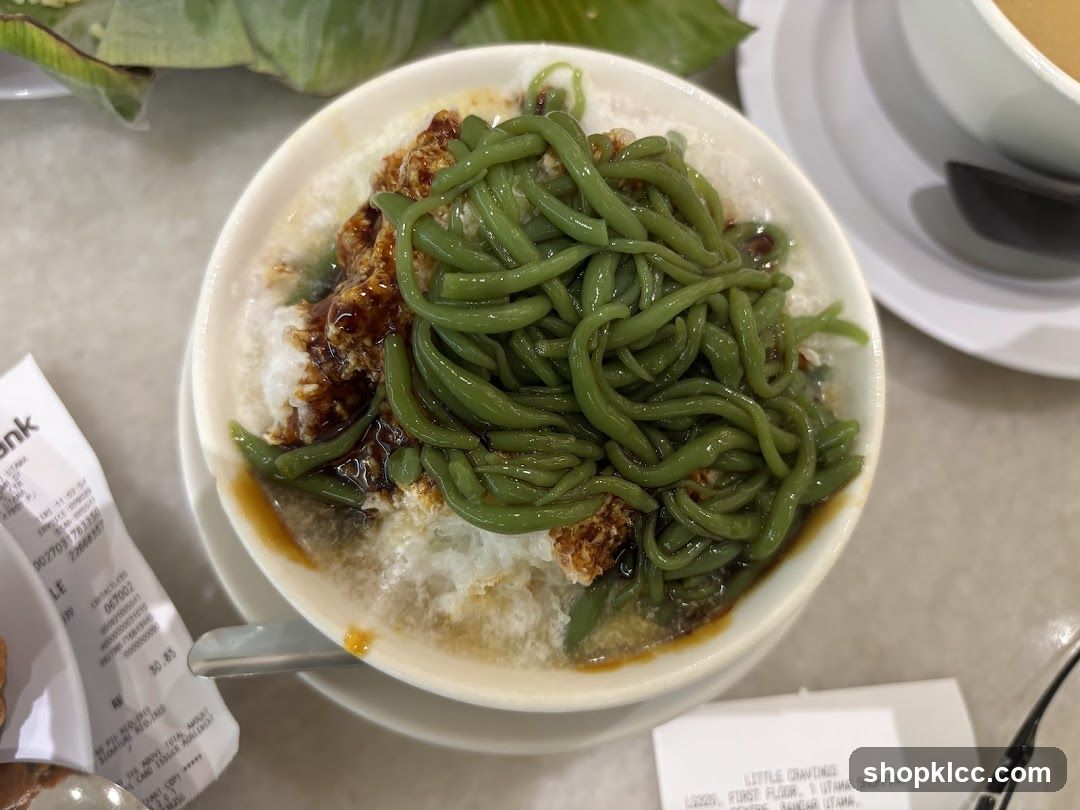 Bowl of Green Noodles with Rice and Sauce