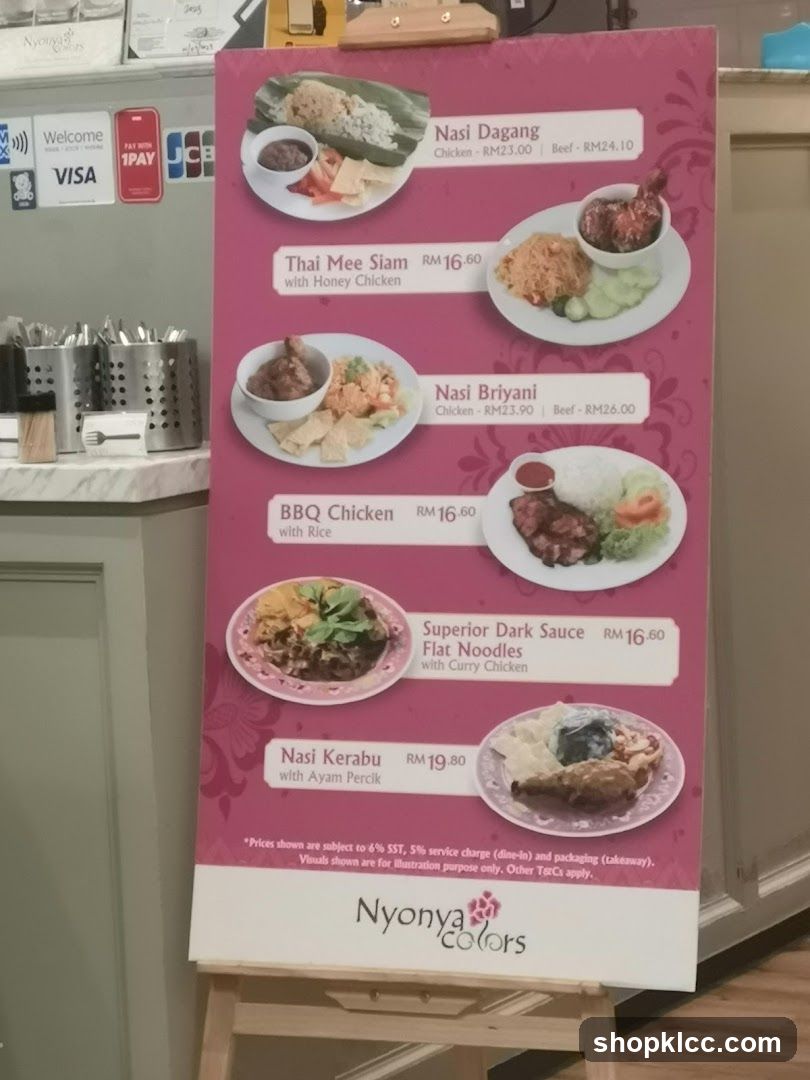 Nyonya Colors Menu Board