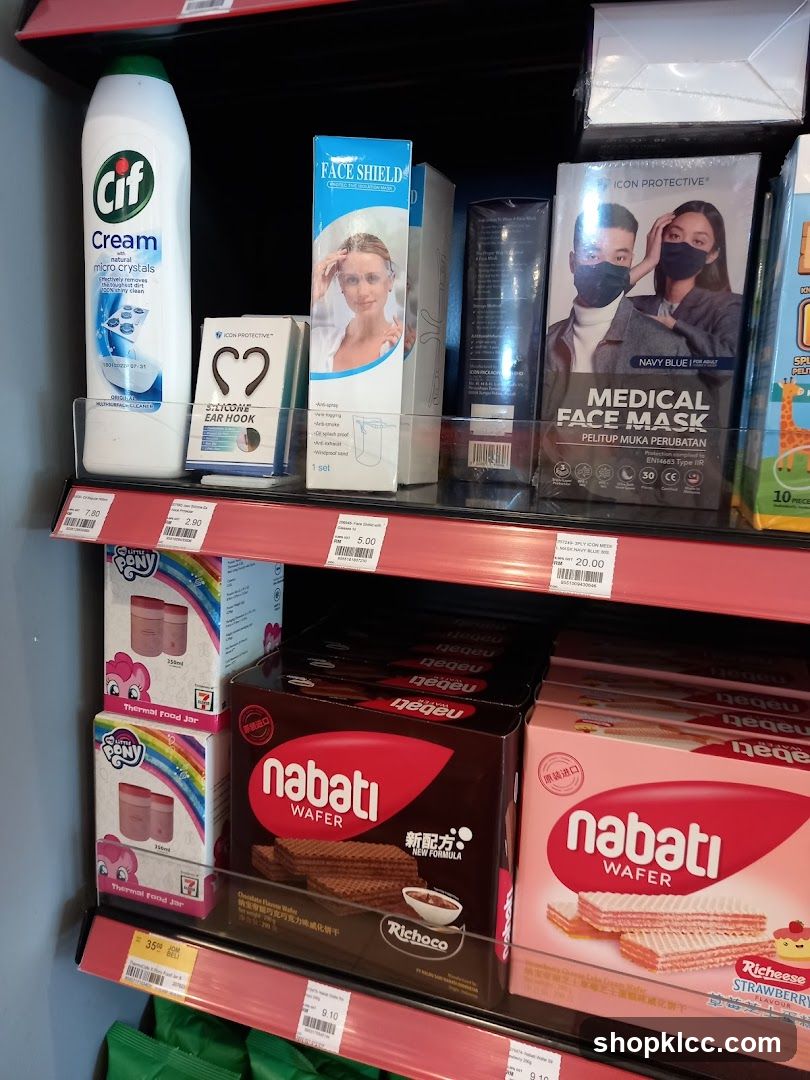 Shelf of personal care and snacks