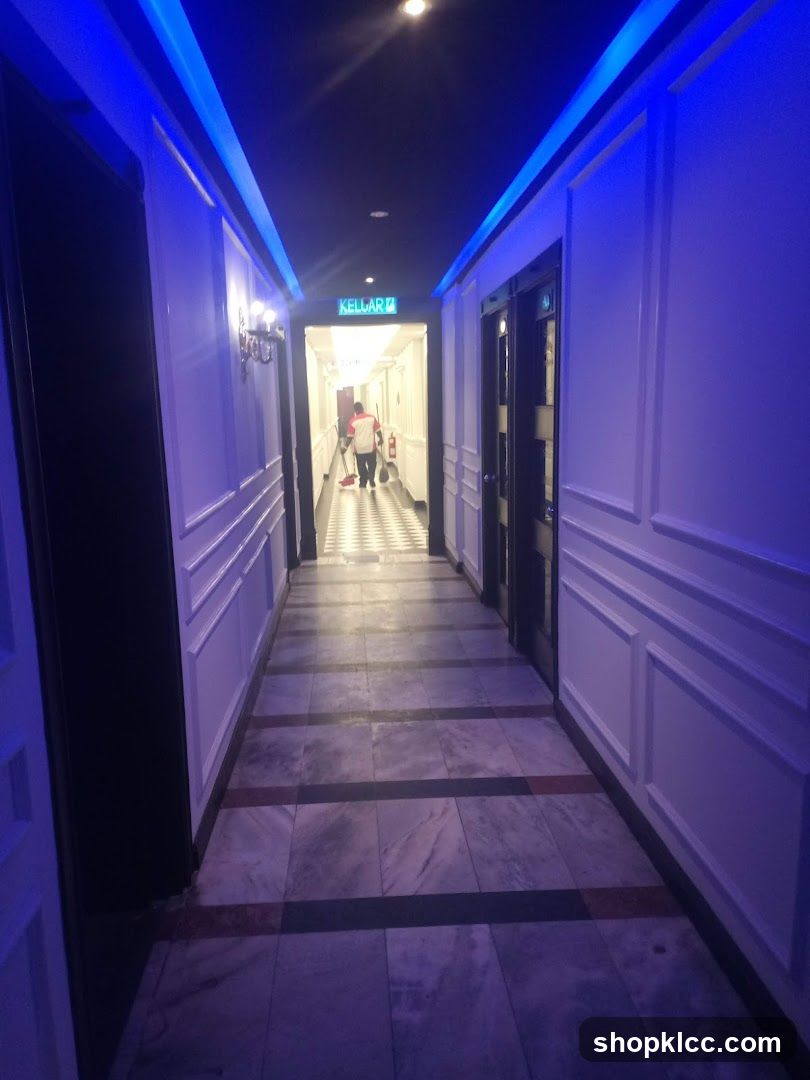 Corridor with Blue Lighting