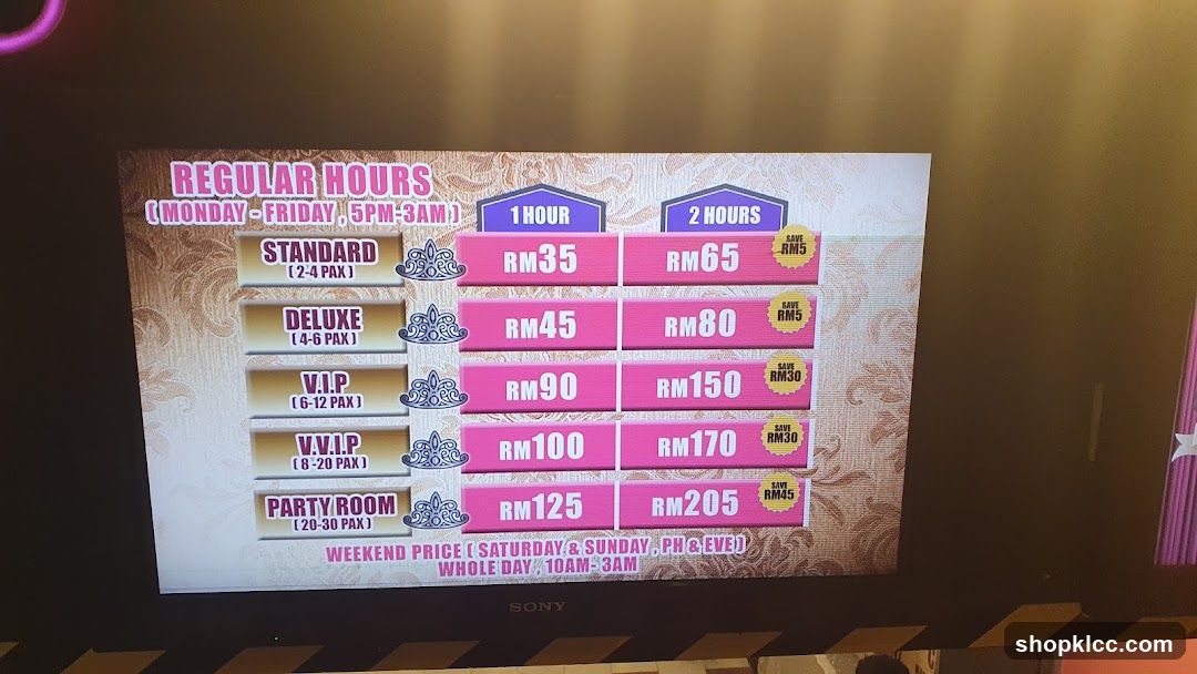 Karaoke Room Pricing Display