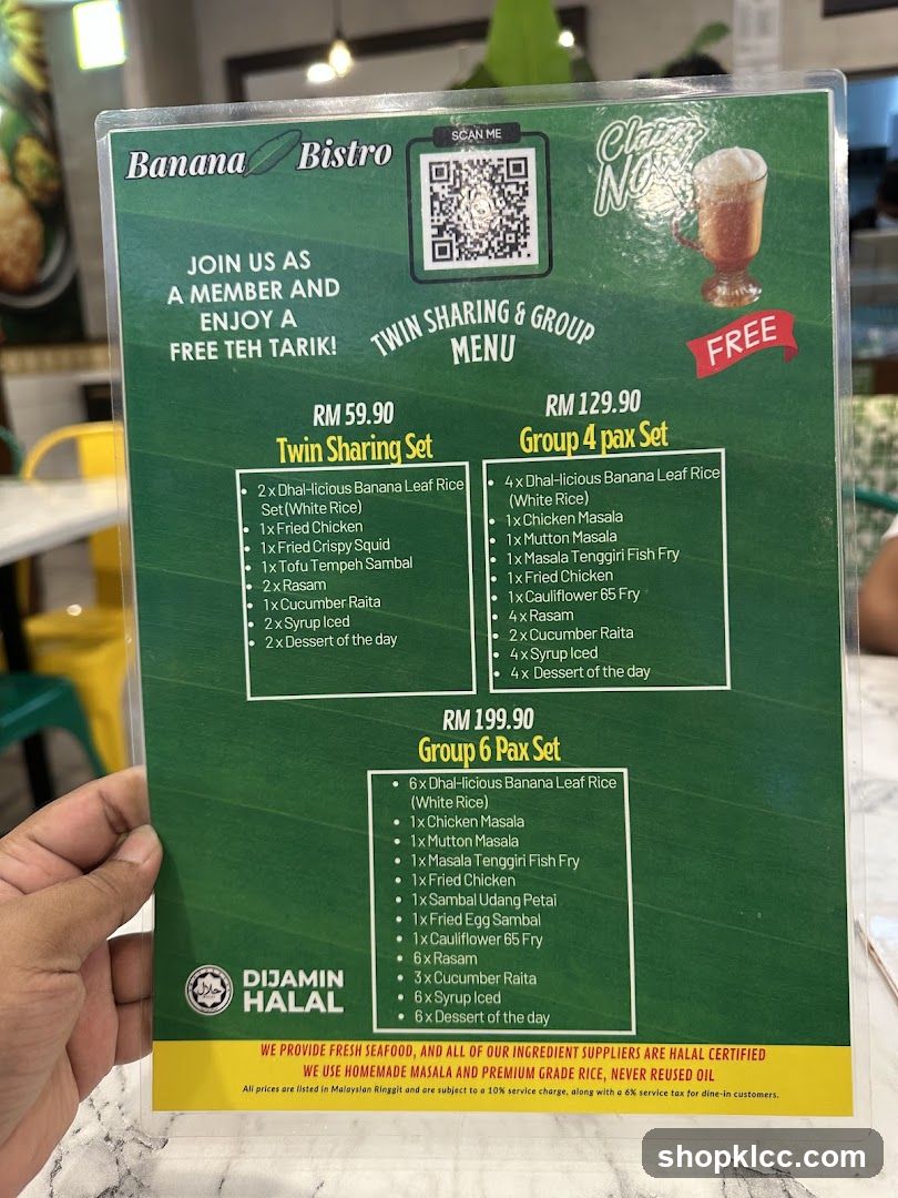 Banana Bistro Twin Sharing & Group Menu