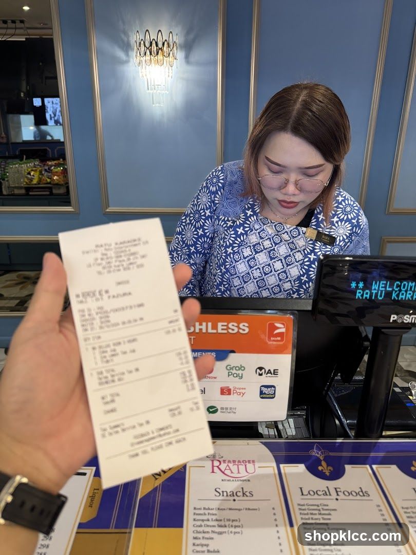 Receipt and Staff at Counter