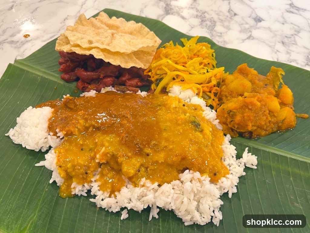 South Indian Meal on Banana Leaf