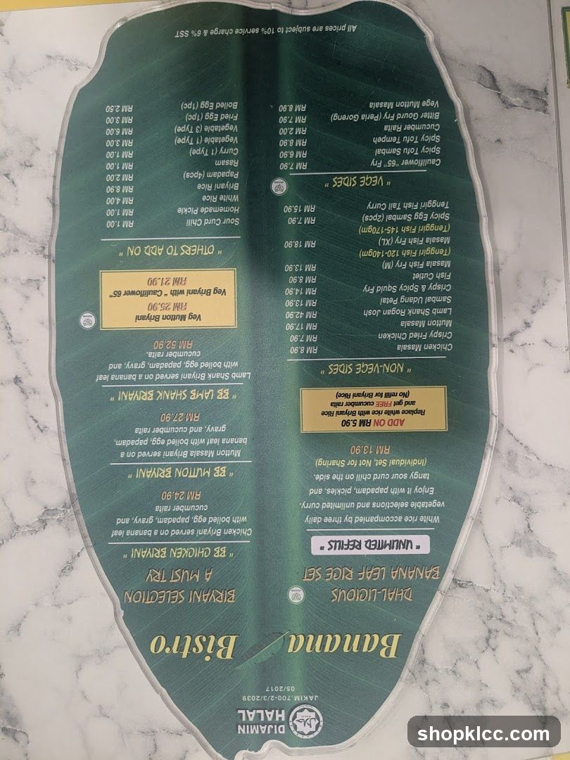 Banana Bistro Menu
