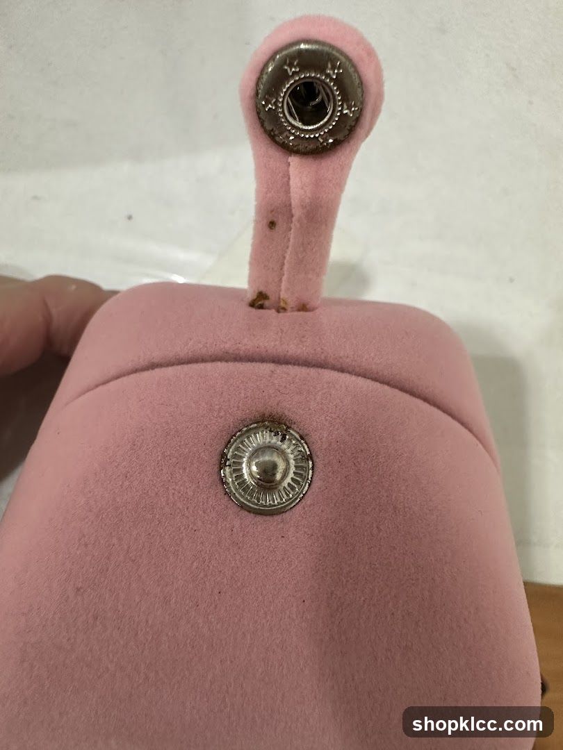 Pink Velvet Bag with Metal Buttons