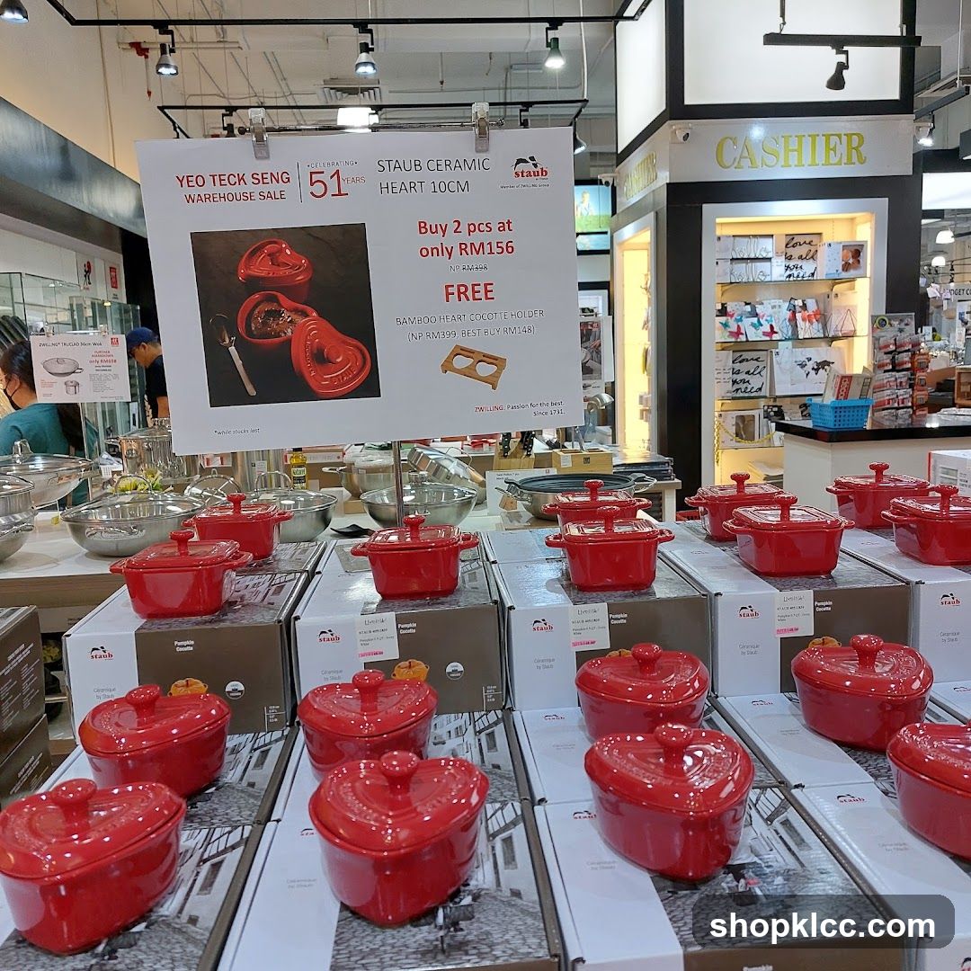 Staub Ceramic Heart Cookware Sale Display