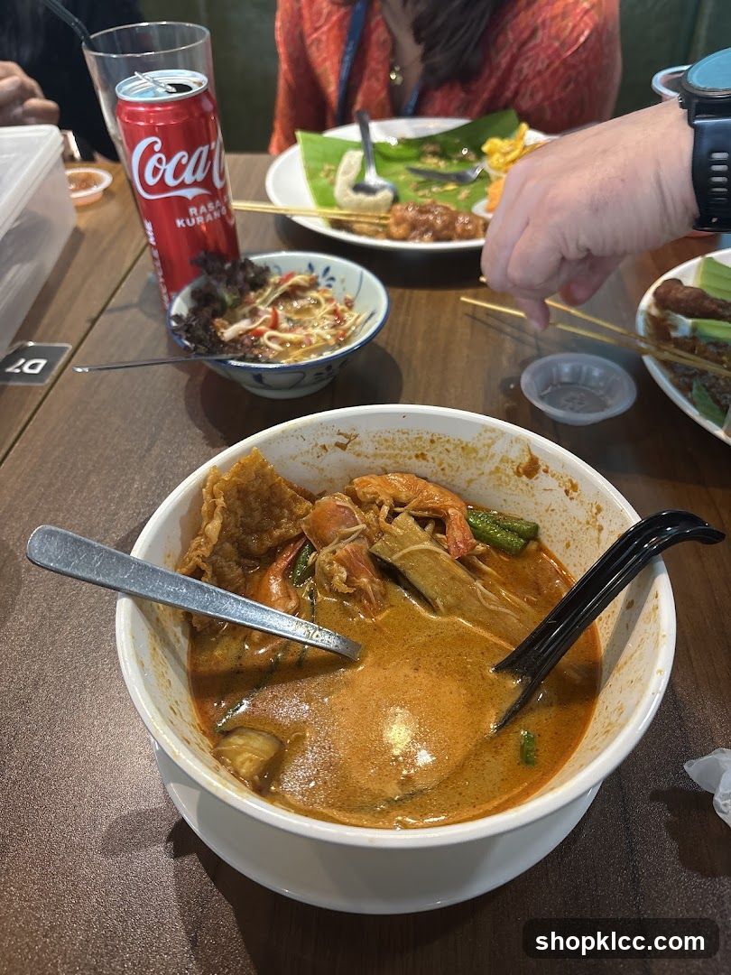 Meal with Curry Laksa and Coca-Cola
