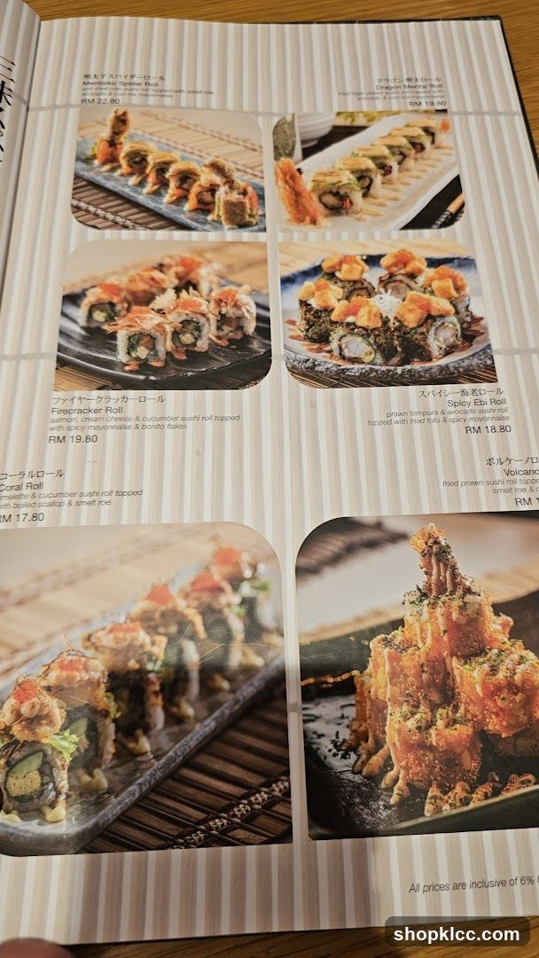 Sushi Menu