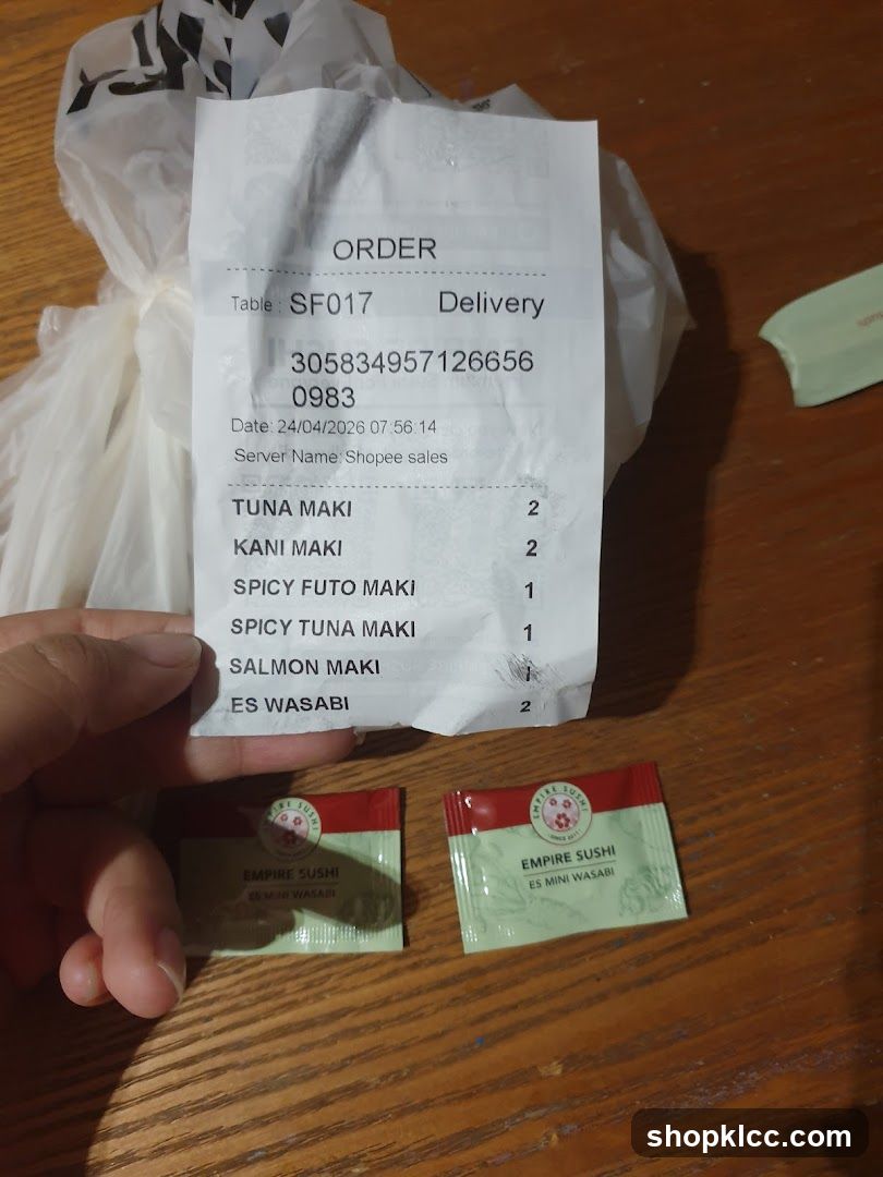 Sushi Order Receipt
