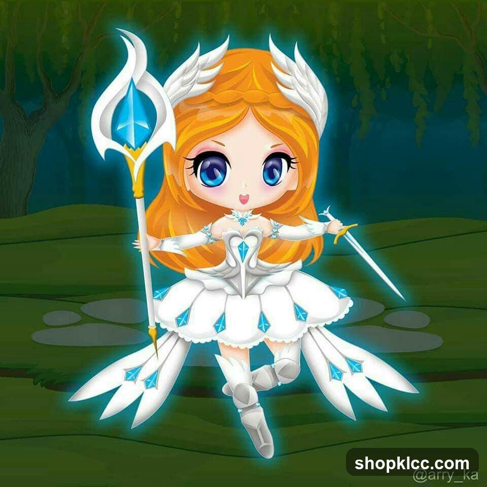 Chibi Character with Staff and Sword