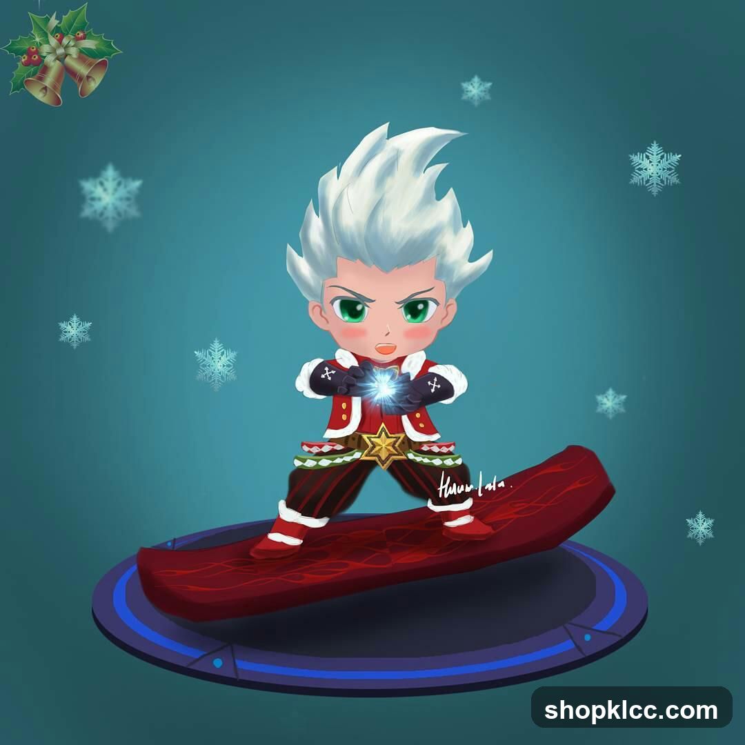 Chibi character on a snowboard