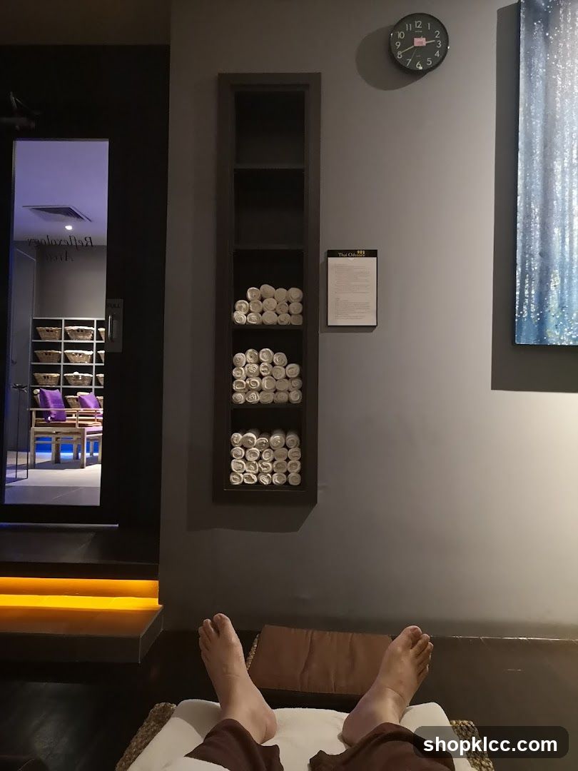 Spa Interior with Rolled Towels and Artwork
