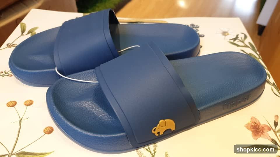 Blue Slide Sandals with Elephant Logo