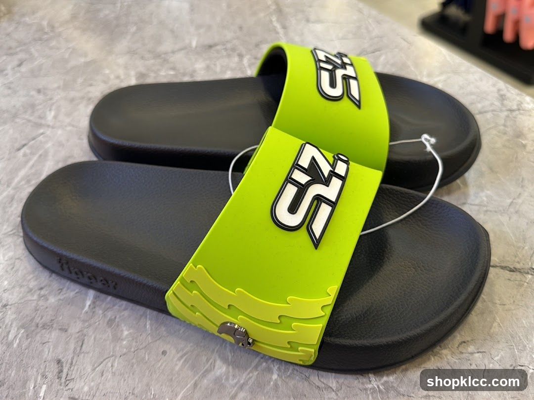 Green and Black Slide Sandals