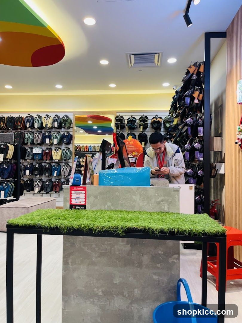 Interior of a sports gear store