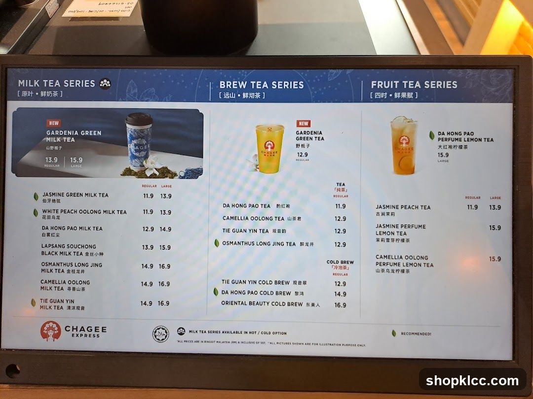 Chagee Express Menu