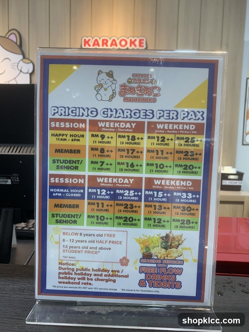 MANEKINEKO KARAOKE PRICING CHARGES PER PAX