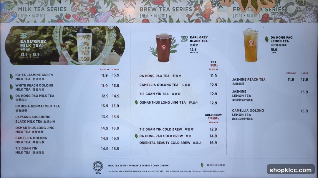 Tea Menu