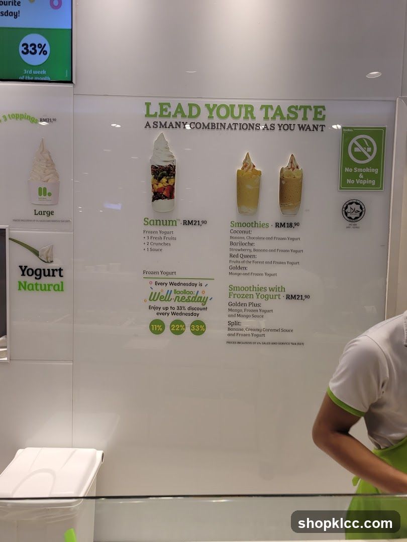 Yogurt and Smoothie Menu