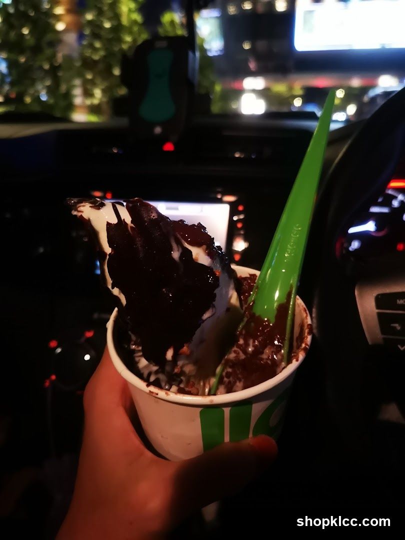 Ice cream with chocolate topping