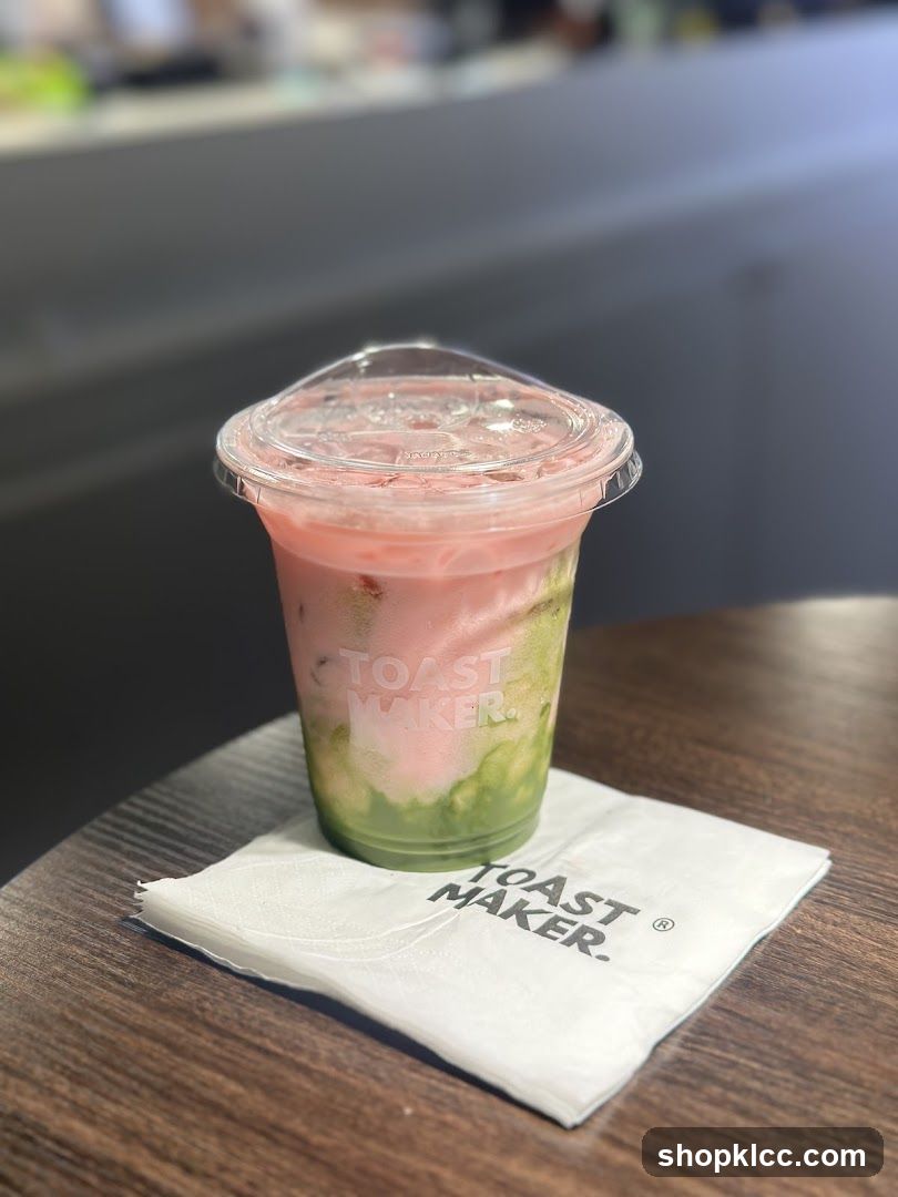 Iced Drink with Matcha and Pink Layer
