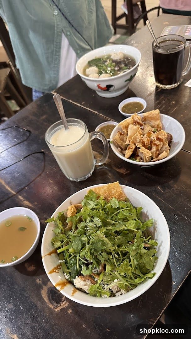 Table with food and drinks