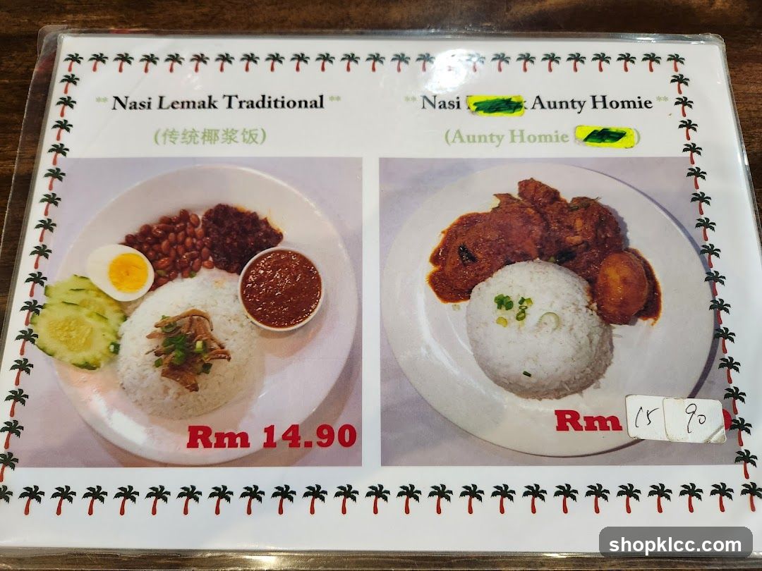 Nasi Lemak Menu
