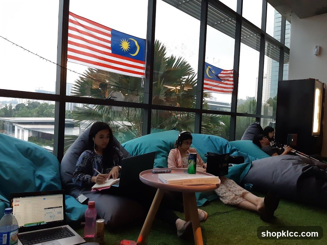 People studying in a lounge area