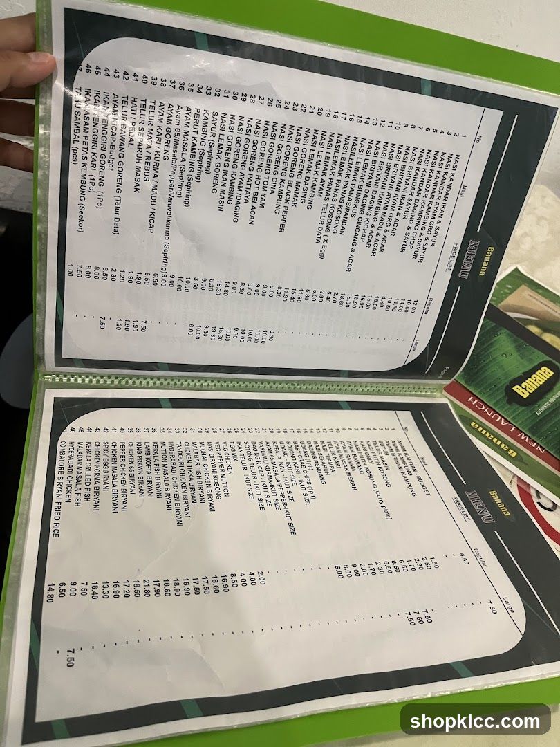 Banana Menu