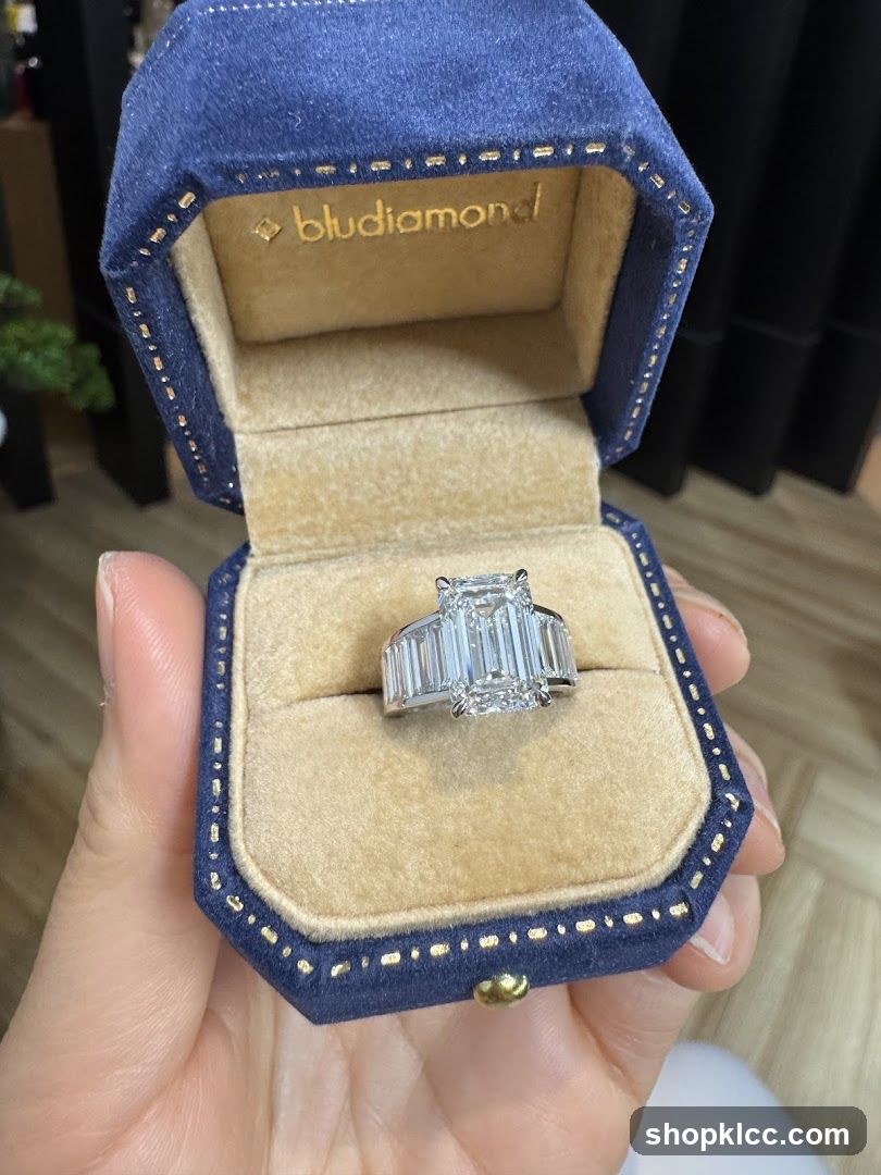 Diamond Ring in Blue Velvet Box