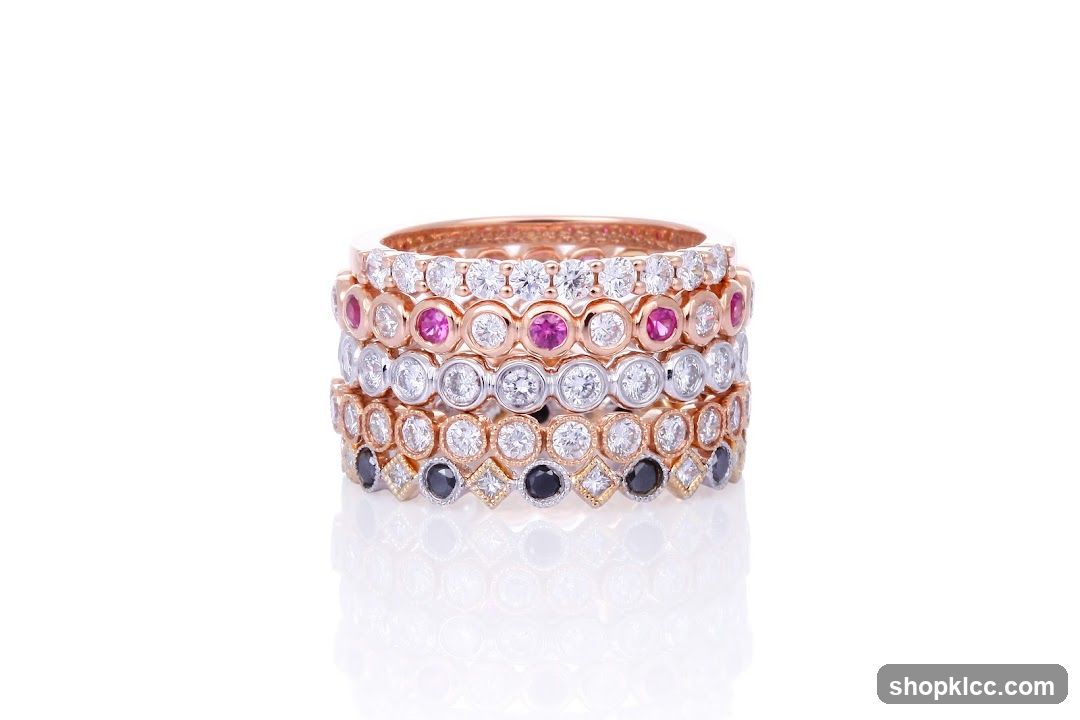 Stack of Gemstone Rings